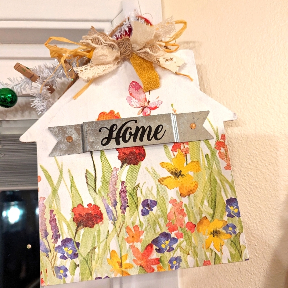 Decoupaged Home sign